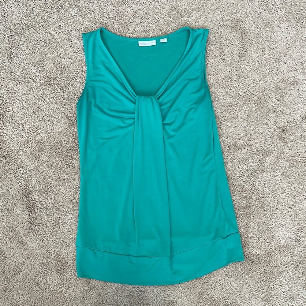 Green drape front tank blouse